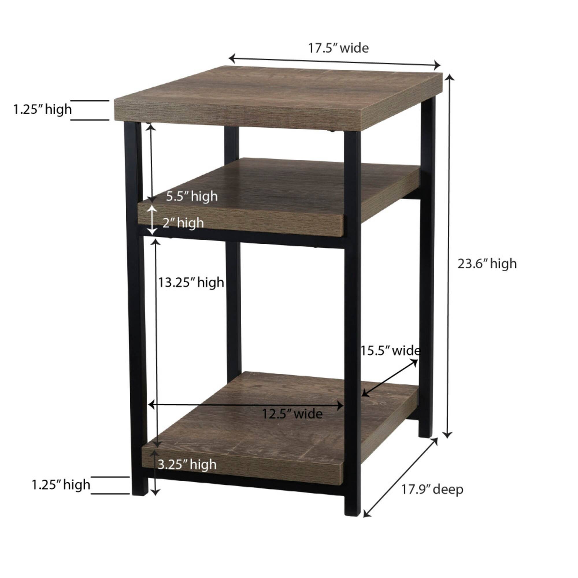 Household Essentials Jamestown Ashwood 2-Shelf End Table